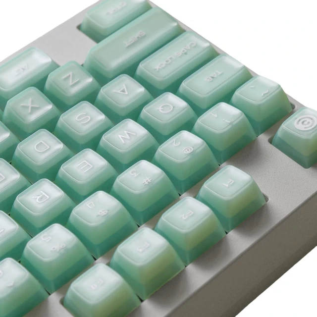 Main image of ULTRAEQUIP Jade Keycaps, 160 Keys Double Shot, PBT RSA Profile, Translucent Shine Through Custom Keycap Set with Split/ 7U Spacebar for Alice ISO ANSI/ 61/64/84/87/100/104/108 Mechanical Keyboard