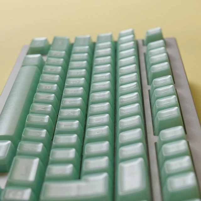 Alt view image 2 of 5 - ULTRAEQUIP Jade Keycaps, 160 Keys Double Shot, PBT RSA Profile, Translucent Shine Through Custom Keycap Set with Split/ 7U Spacebar for Alice ISO ANSI/ 61/64/84/87/100/104/108 Mechanical Keyboard