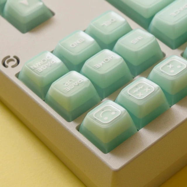 Alt view image 3 of 5 - ULTRAEQUIP Jade Keycaps, 160 Keys Double Shot, PBT RSA Profile, Translucent Shine Through Custom Keycap Set with Split/ 7U Spacebar for Alice ISO ANSI/ 61/64/84/87/100/104/108 Mechanical Keyboard