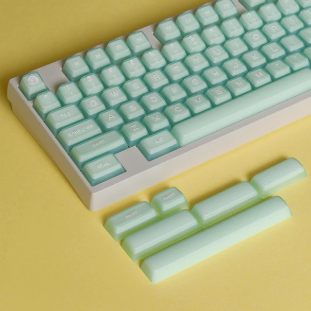 Alt view image 5 of 5 - ULTRAEQUIP Jade Keycaps, 160 Keys Double Shot, PBT RSA Profile, Translucent Shine Through Custom Keycap Set with Split/ 7U Spacebar for Alice ISO ANSI/ 61/64/84/87/100/104/108 Mechanical Keyboard