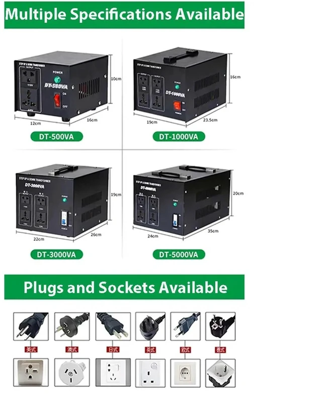 Alt view image 5 of 5 - sujeniir 3000W Voltage Converter Transformer 110V-220V Power Step Up 220V-110V Step Down Transform Adapter EV Charger Power Converter