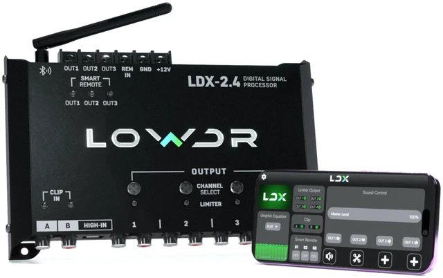 Main image of LOWDR Car Audio LDX 2.4 Digital Signal Processor and Equalizer, 4 Output 2 Input DSP with Bluetooth App Control, Parametric EQ, Crossover, and Limiter