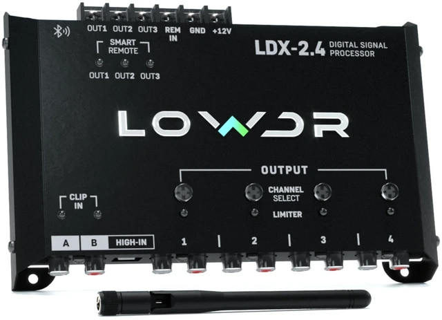 Alt view image 3 of 5 - LOWDR Car Audio LDX 2.4 Digital Signal Processor and Equalizer, 4 Output 2 Input DSP with Bluetooth App Control, Parametric EQ, Crossover, and Limiter