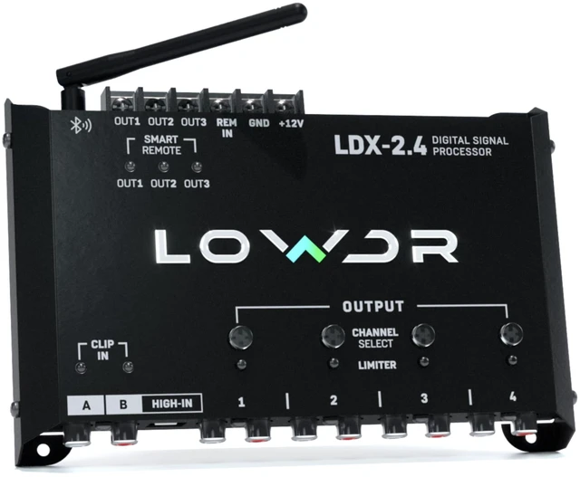 Alt view image 2 of 5 - LOWDR Car Audio LDX 2.4 Digital Signal Processor and Equalizer, 4 Output 2 Input DSP with Bluetooth App Control, Parametric EQ, Crossover, and Limiter