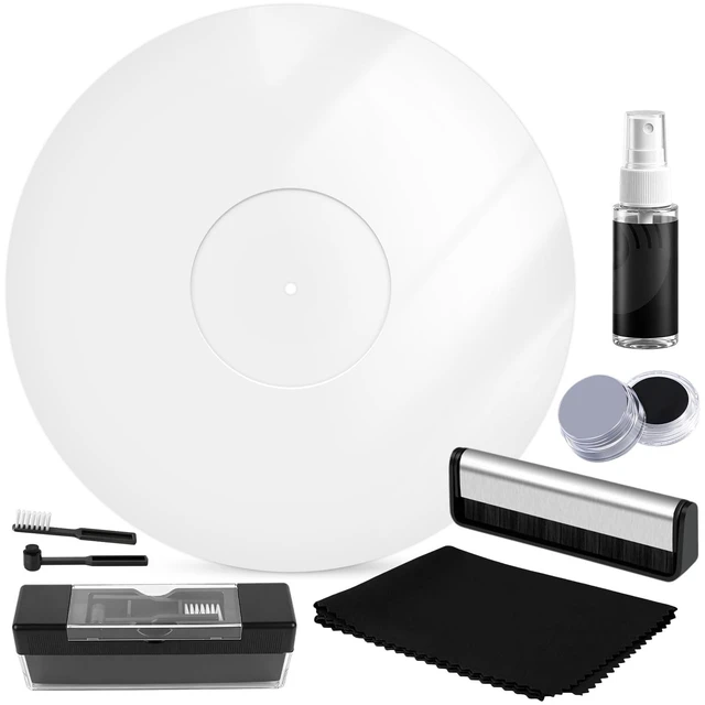 Main image of 8-in-1 Vinyl Record Cleaning Kit with Acrylic Turntable Mat,Velvet Brush,Anti-Static Record Brush,Nano Fiber Brush,Stylus Brush,Cleaning Cloth for LP Albums