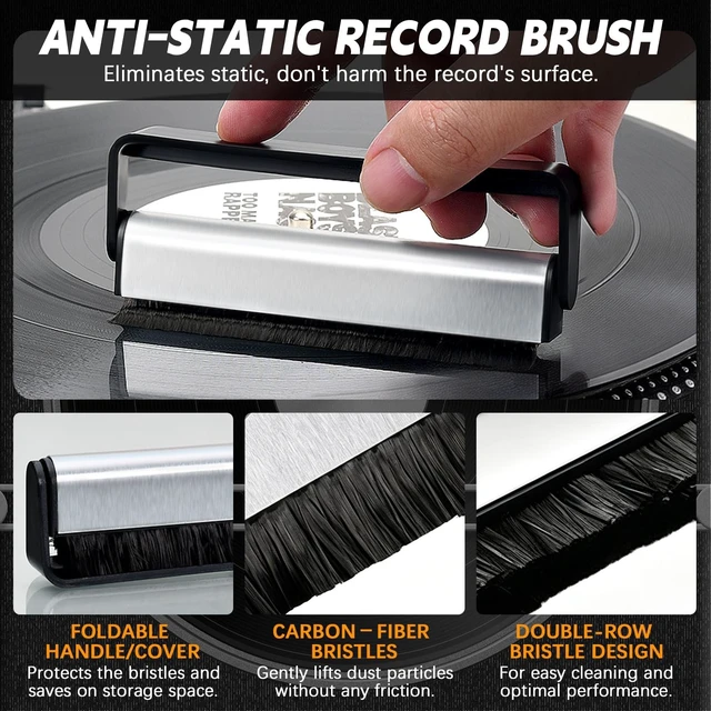 Alt view image 2 of 5 - 8-in-1 Vinyl Record Cleaning Kit with Acrylic Turntable Mat,Velvet Brush,Anti-Static Record Brush,Nano Fiber Brush,Stylus Brush,Cleaning Cloth for LP Albums