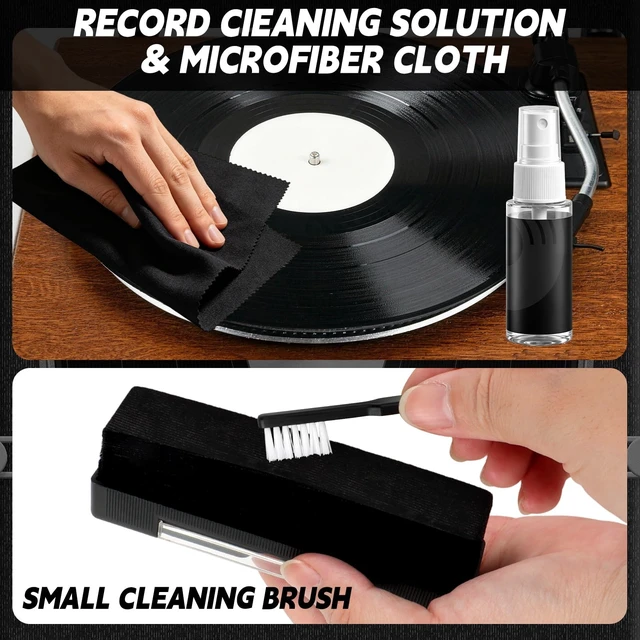 Alt view image 5 of 5 - 8-in-1 Vinyl Record Cleaning Kit with Acrylic Turntable Mat,Velvet Brush,Anti-Static Record Brush,Nano Fiber Brush,Stylus Brush,Cleaning Cloth for LP Albums