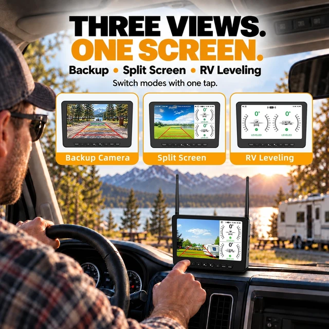 Alt view image 2 of 5 - Autosirs Wireless RV Backup Camera with 7" Monitor & RV Leveling System