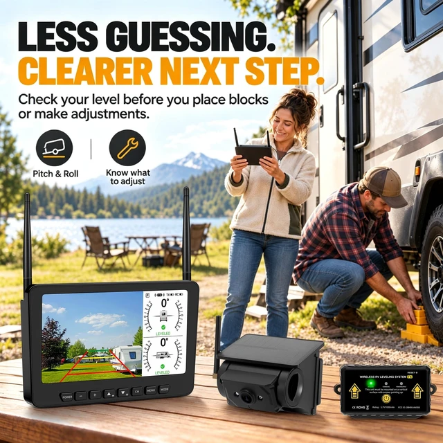 Alt view image 4 of 5 - Autosirs Wireless RV Backup Camera with 7" Monitor & RV Leveling System