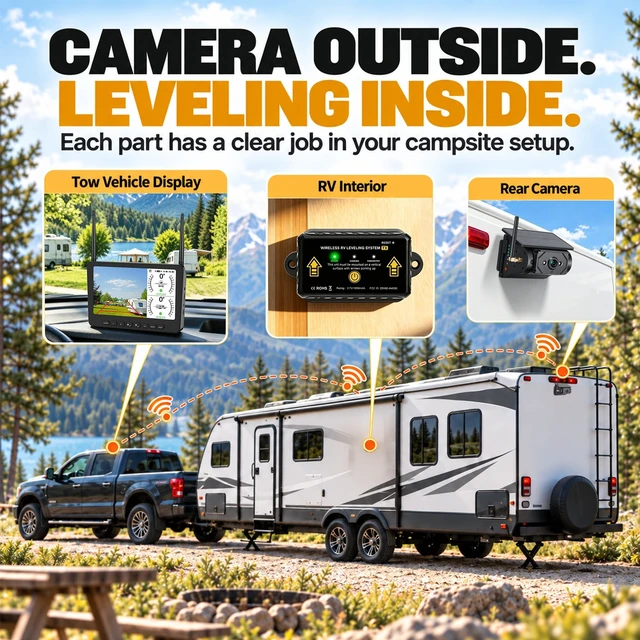 Alt view image 5 of 5 - Autosirs Wireless RV Backup Camera with 7" Monitor & RV Leveling System
