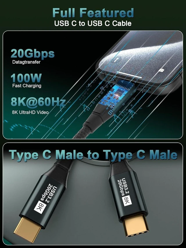 Alt view image 2 of 5 - KAKAPOZO USB C 3.2 Gen 2x2 Video Cable for Monitor - 15FT / 4.6M