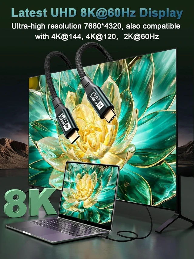 Alt view image 3 of 5 - KAKAPOZO USB C 3.2 Gen 2x2 Video Cable for Monitor - 15FT / 4.6M