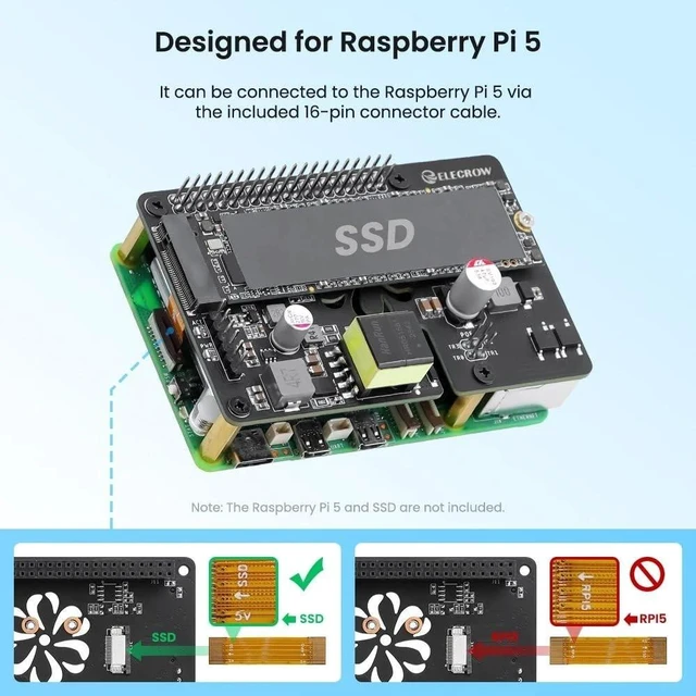 Alt view image 5 of 5 - MazerPi PoE+ M.2 NVMe HAT for Raspberry Pi 5