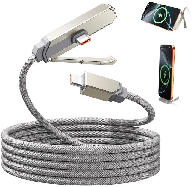 Main image of USB C Cable Foldable Stand 240W Fast Charging 1.5M 4.92ft Type C Cord Grey