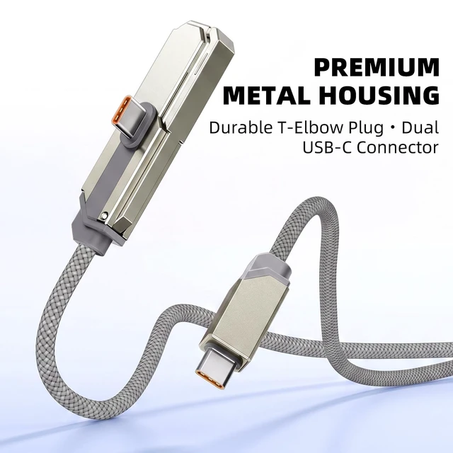Alt view image 2 of 5 - USB C Cable Foldable Stand 240W Fast Charging 1.5M 4.92ft Type C Cord Grey