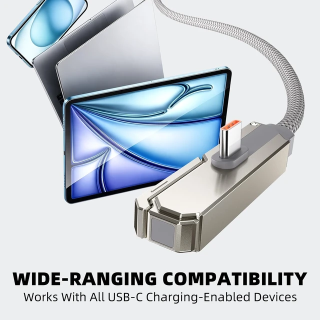 Alt view image 4 of 5 - USB C Cable Foldable Stand 240W Fast Charging 1.5M 4.92ft Type C Cord Grey