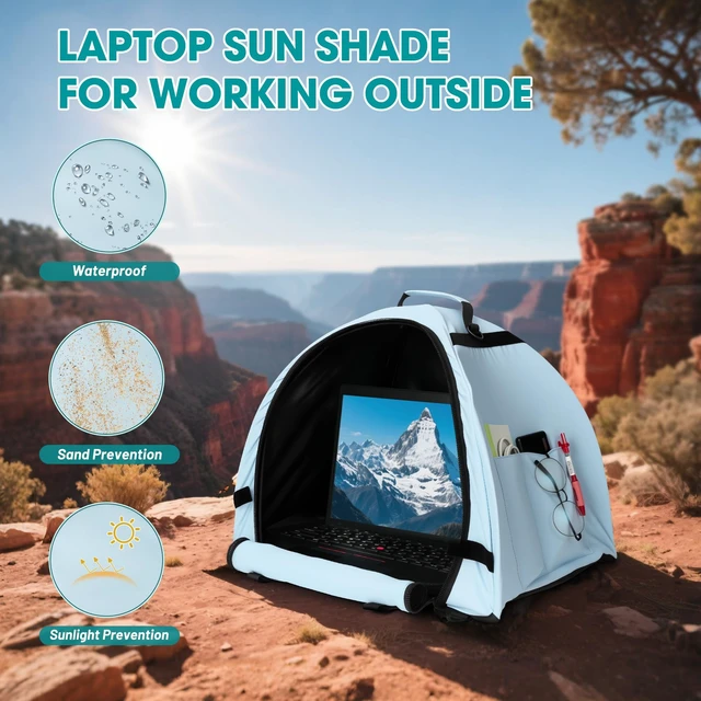 Alt view image 2 of 5 - Funria Portable Laptop Sun Shade Foldable Laptop Tent for Working Outside