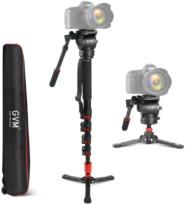 Main image of GVM Tripod for Camera 74.8" Tall Camera Tripod Monopod, Professional Heavy Duty Compact Camera Stand for Phone Adjustable Multi-Angle Shot for Video Recording DSLR, Spotting Scope Telescope Binocular