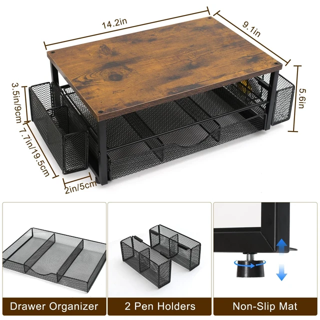 Alt view image 3 of 5 - JIANXINGHOOM Monitor Stand Riser with Storage Drawer, Desk Organizer