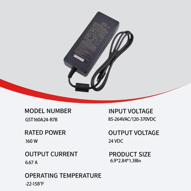 Alt view image 2 of 5 - GST160A24-R7B 24V 6.67A 160W AC-DC Adapter ^^ Switching Power Supply - 4-Pin DIN, High Reliability, Universal Input - 24V 160W 4-Pin Power Supply for Industrial 3D Printers, Industrial Equipment