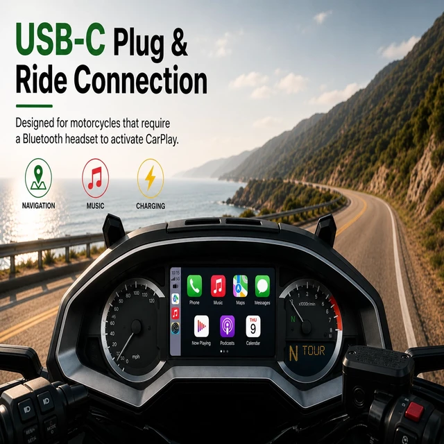 Alt view image 5 of 5 - Tifziogu Motorcycle CarPlay Bluetooth Headset Bypass Adapter