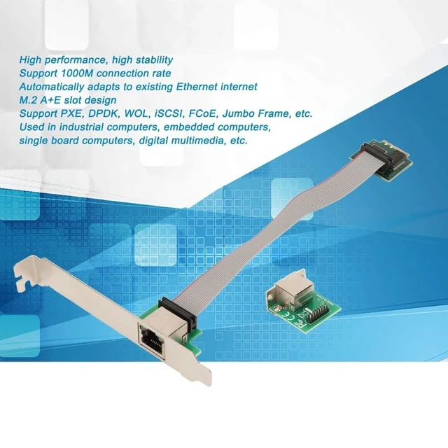 Alt view image 2 of 5 - Limen M.2 A+E Gigabit Ethernet Adapter Single Port RJ45 NIC for Industrial PC,for Windows 10,for Linux,for VMware ESXi,Support PXE,WOL,iSCSI