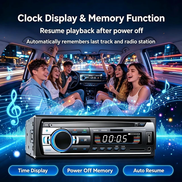 Alt view image 3 of 5 - Car Stereo with Bluetooth, DIN Car Stereo with USB Charging Port, Bluetooth FM Stereo Car Radio with MP3 Player, Hands-Free/USB/AUX/TF for Cars