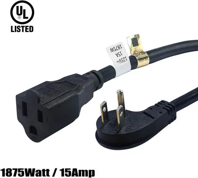 Alt view image 3 of 6 - FIRMERST 1875W Flat Plug Extension Cord Black 2 feet, 15A 14 AWG
