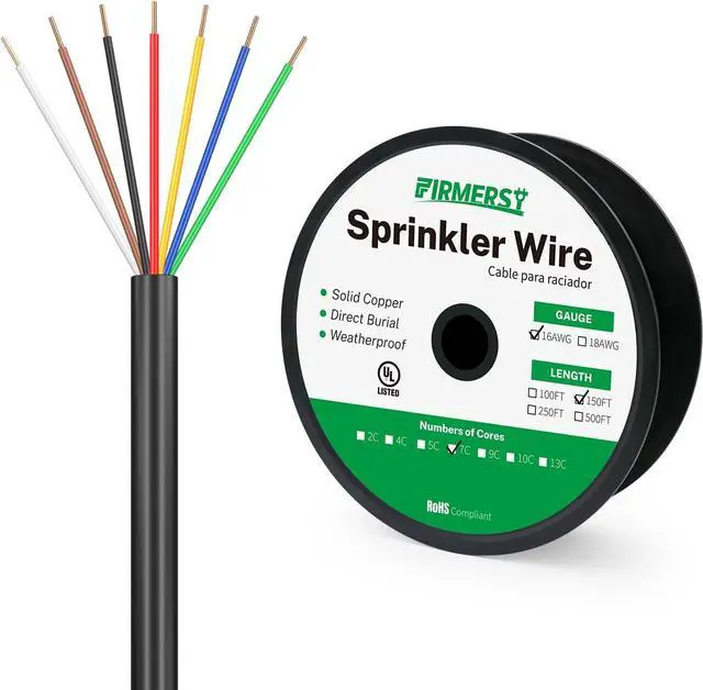 Main image of Firmerst 16/7 Solid Sprinkler Wire for up to 6 Valves System 150 Feet