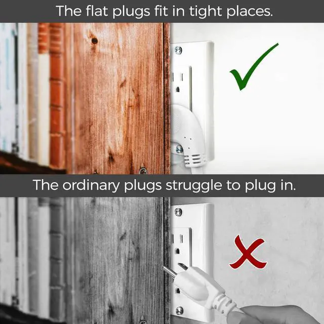 Alt view image 5 of 7 - FIRMERST 1875W 15A Extension Cord 2 Feet 14/3 Flat Plug White, Pack of 2