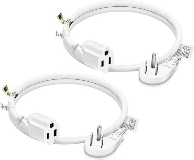 Main image of FIRMERST 1875W 15A Extension Cord 2 Feet 14/3 Flat Plug White, Pack of 2