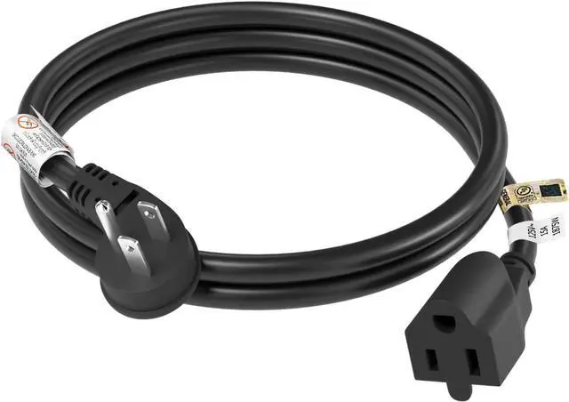 Main image of FIRMERST 1875W Flat Plug Extension Cord 3 Feet 14 AWG 15A Black, UL Listed