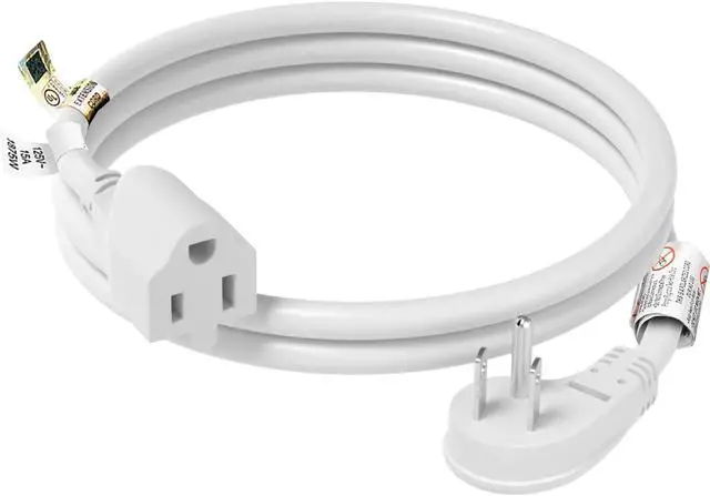 Main image of FIRMERST 1875W Flat Plug Extension Cord 3 Feet 14 AWG 15A White, 1 Pack