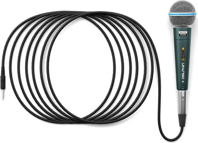 Alt view image 4 of 4 - Dolphin MCX30 Karaoke Microphone, Handheld Dynamic Vocal Microphone for Speaker, Detachable 14ft XLR Cable, Mic Stand Clip, and Carry Case