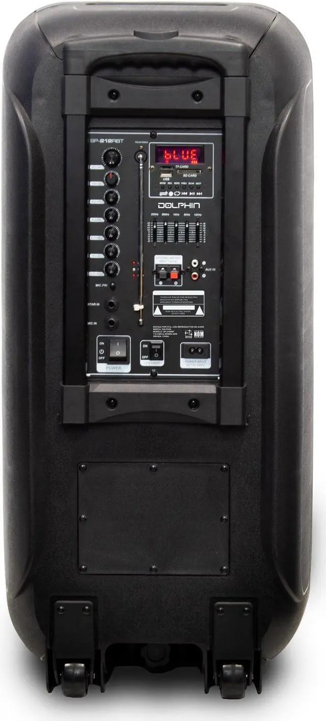 Alt view image 2 of 7 - Dolphin SP-212RBT Portable Bluetooth Party Speaker with Lights and PA System with Expandable Battery
