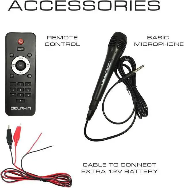 Alt view image 3 of 7 - Dolphin SP-212RBT Portable Bluetooth Party Speaker with Lights and PA System with Expandable Battery
