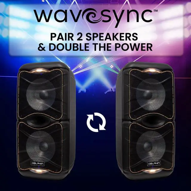 Alt view image 4 of 7 - Dolphin SP-212RBT Portable Bluetooth Party Speaker with Lights and PA System with Expandable Battery