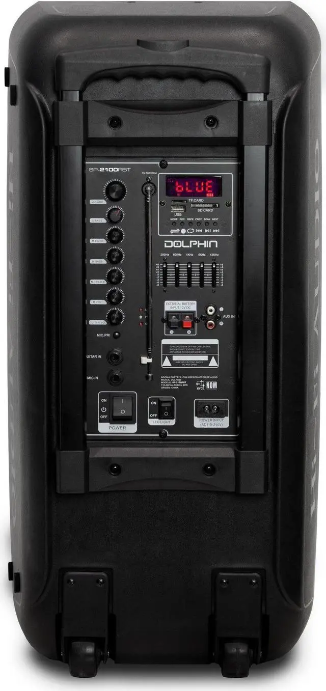 Alt view image 2 of 6 - Dolphin SP-2100RBT Portable Bluetooth Speaker on Wheels with Sound Activated Light Show