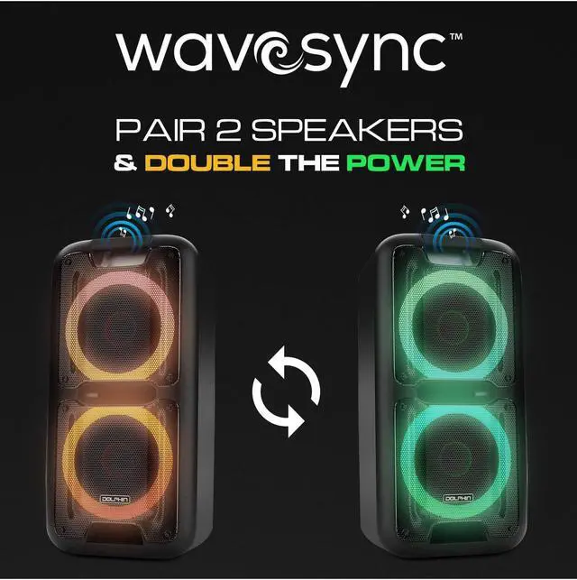 Alt view image 6 of 6 - Dolphin SP-2100RBT Portable Bluetooth Speaker on Wheels with Sound Activated Light Show
