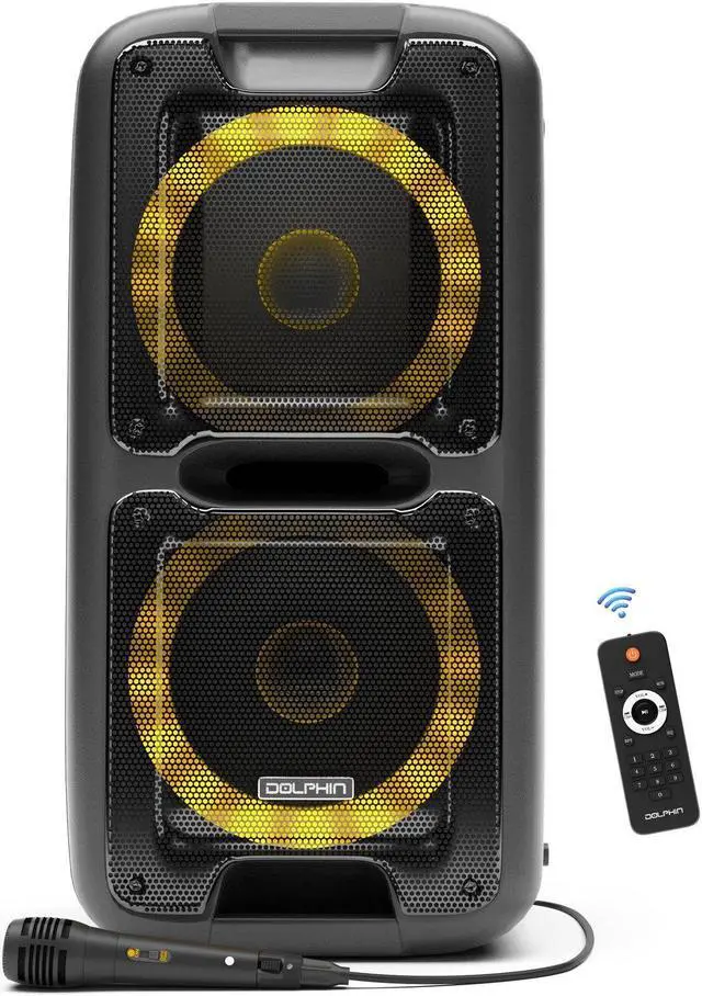 Alt view image 5 of 6 - Dolphin SP-2100RBT Portable Bluetooth Speaker on Wheels with Sound Activated Light Show