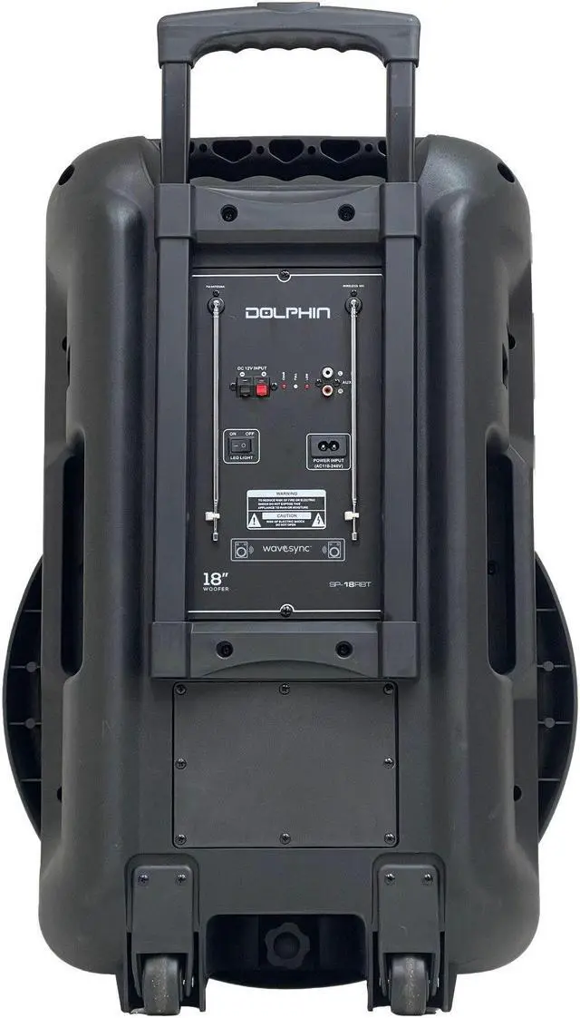 Alt view image 3 of 6 - Dolphin SP-18RBT 18" High Powered Rechargeable Party Speaker Wireless Microphone