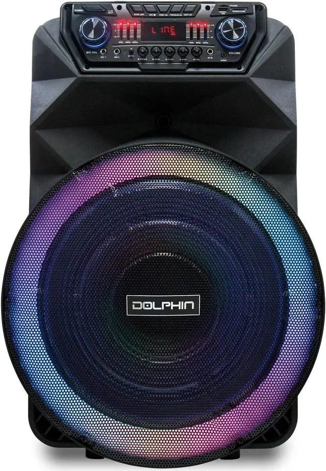 Alt view image 5 of 6 - Dolphin SP-18RBT 18" High Powered Rechargeable Party Speaker Wireless Microphone