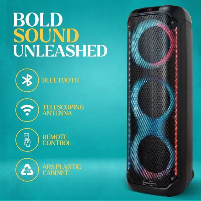 Alt view image 3 of 7 - Dolphin KP-380 Triple 8 Portable Karaoke Speaker