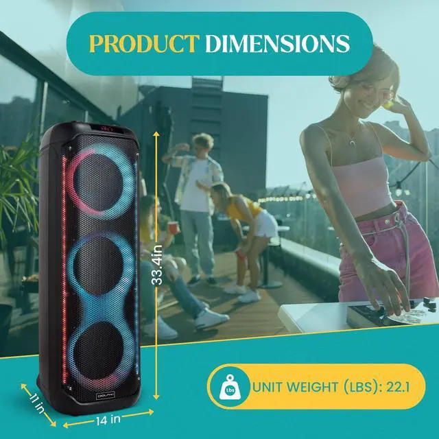 Alt view image 4 of 7 - Dolphin KP-380 Triple 8 Portable Karaoke Speaker