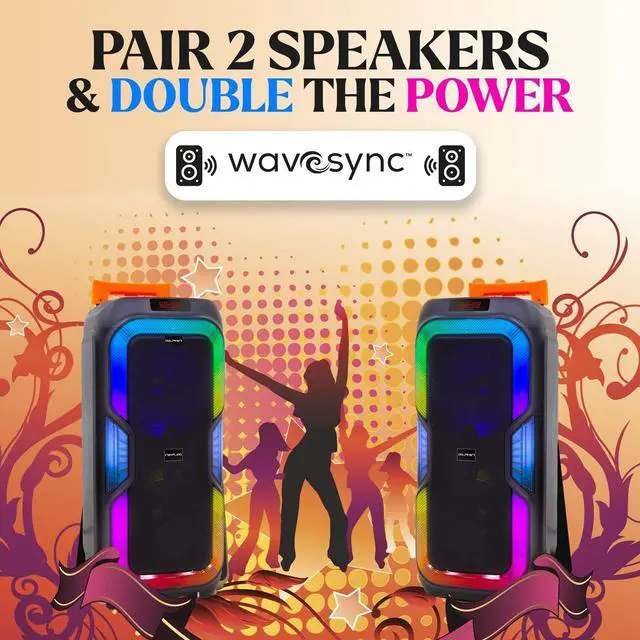 Alt view image 6 of 7 - Dolphin SP-1060RBT Dual 10" BOLD Deep Bass Party Speaker with Light Show