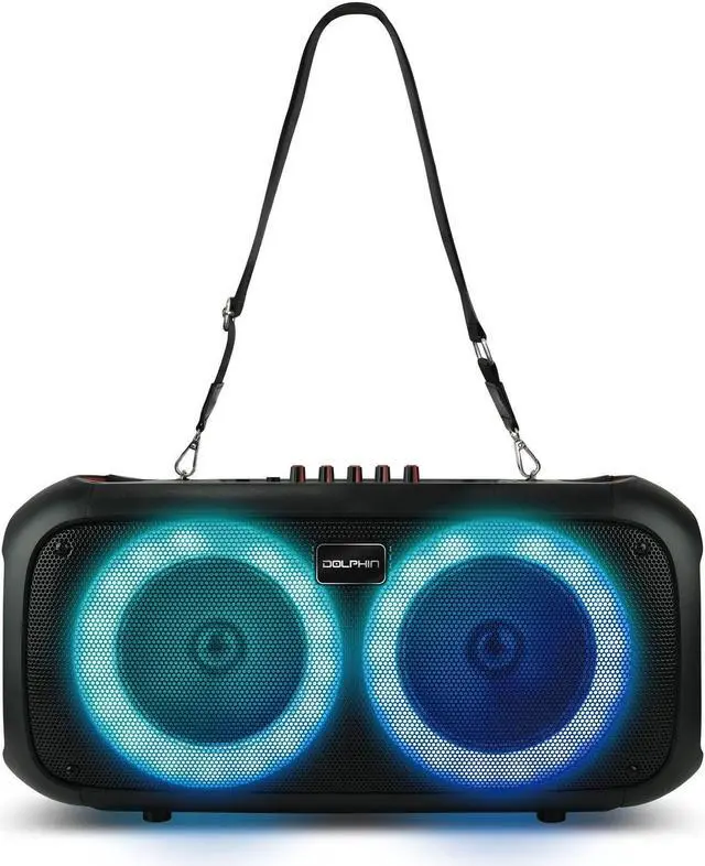 Alt view image 2 of 4 - Dolphin SP-2600RBT Dual 6.5" Party Speaker with Shoulder Strap