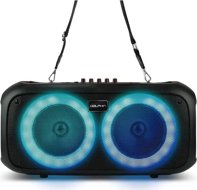 Alt view image 3 of 4 - Dolphin SP-2600RBT Dual 6.5" Party Speaker with Shoulder Strap