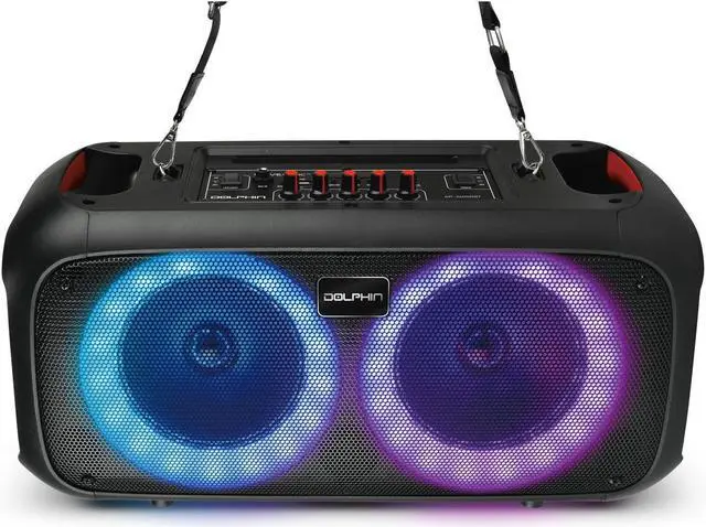 Alt view image 4 of 4 - Dolphin SP-2600RBT Dual 6.5" Party Speaker with Shoulder Strap