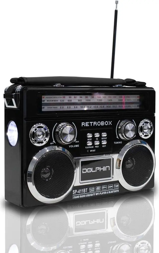 Main image of Dolphin SP411BTBLK Audio Retrobox Portable Bluetooth Speaker - Black