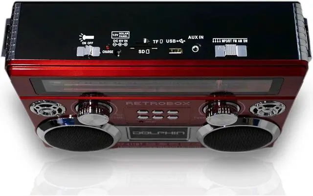 Alt view image 7 of 7 - Dolphin SP411BTBLK Audio Retrobox Portable Bluetooth Speaker - Black